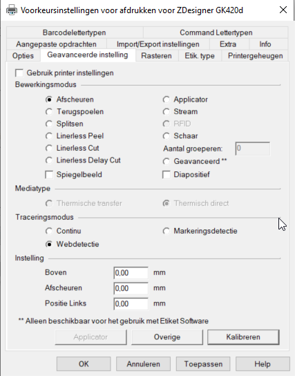 geavanceerde instellingen