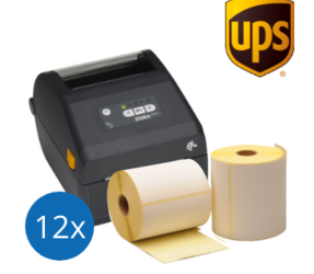 UPS paquete de inicio: Impresora Zebra ZD421D + 12 rollos de etiquetas compatibles Zebra 102mm x 150mm