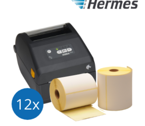 Hermes-Starterpaket: Zebra ZD421D Ethernet Drucker + 12 Rollen Zebra kompatible Etiketten 102mm x 210mm