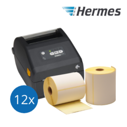 Hermes-Starterpaket: Zebra ZD421D Drucker + 12 Rollen Zebra kompatible  Etiketten 102mm x 210mm