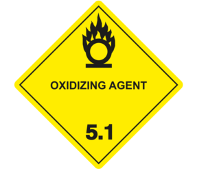 IMO 5.1 Oxidizing Agent Label, 100mm x 100mm, 1000 Labels, 76mm Core