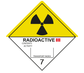 IMO 7.3 Radioactive III label, 100mm x 100mm, 1.000 etiketten, core 76mm