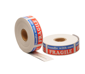 Etiqueta 'Handle with care', 25,4mm x 76,2mm, 500 etiquetas, adhesivo permanente
