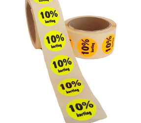 Stickers 10% de réduction, jaune fluorescent, 500 stickers