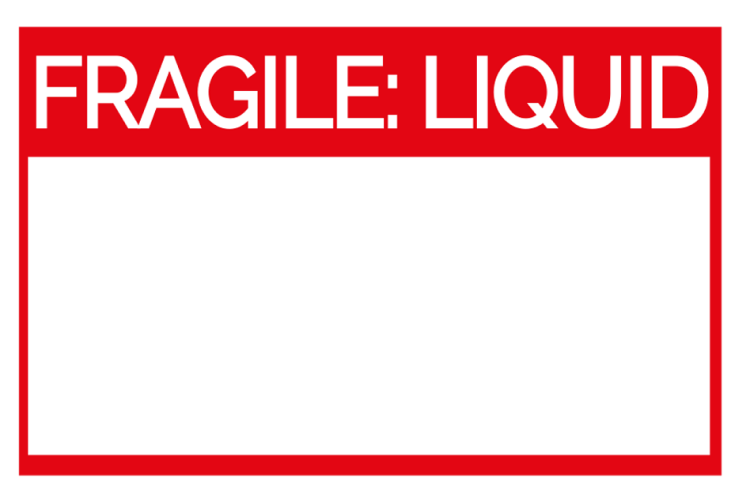 Etichette per merce “Fragile Liquid', 76,2mm x 50,8mm, 200 etichette, permanente