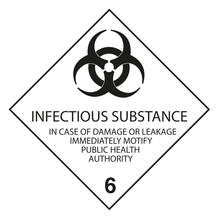 IATA 6.2 Infectious substance label, 100mm x 100mm, 1.000 etiketten, core 76mm