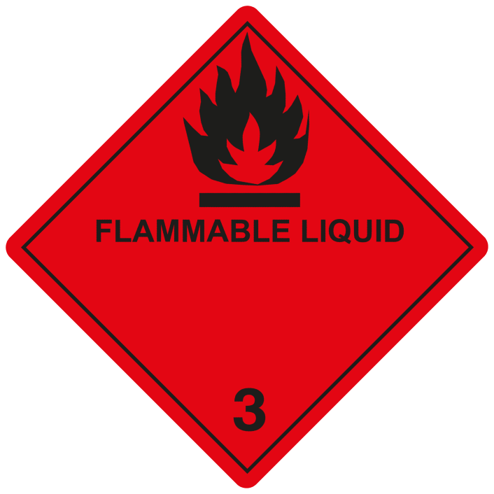 IMO 3.0 Flammable Liquid Labels, 100mm x 100mm, 1000 Labels, 76mm Core