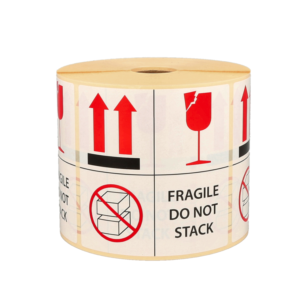Étiquettes d’expédition avec avertissement, Fragile / do not stack