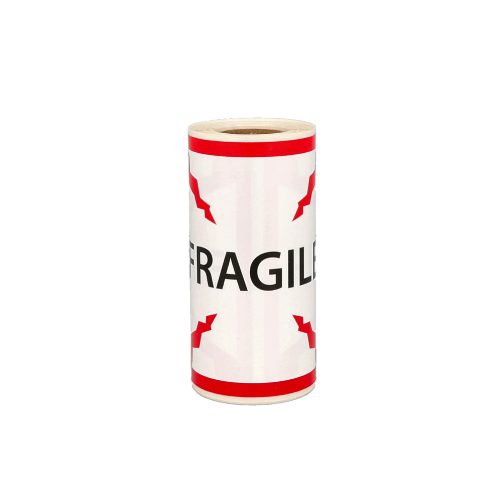 Fragile Labels, 101.6mm x 101.6mm, 100 Labels, Permanent