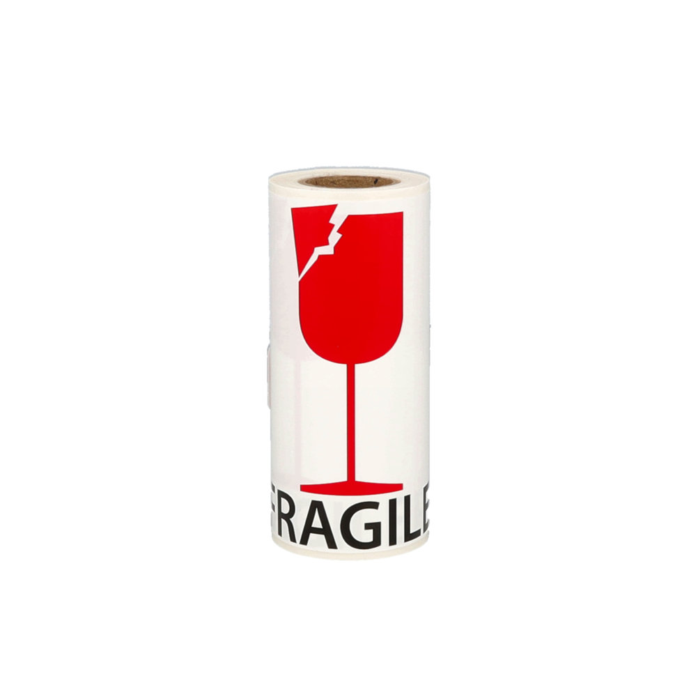Fragile label, 76,2mm x 101,6mm, 100 etiketten, permanent