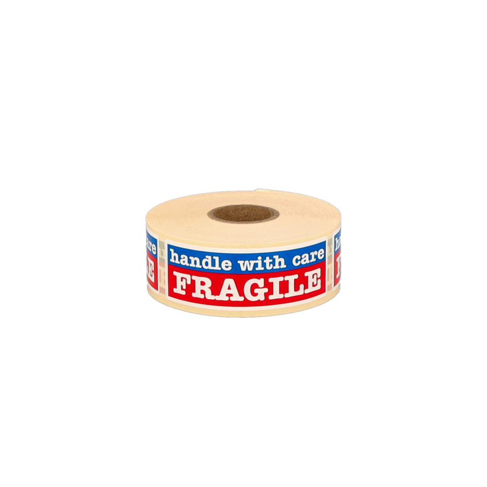 Label 'Handle with care', 25.4mm x 76.2mm, 500 labels, permanent adhesive