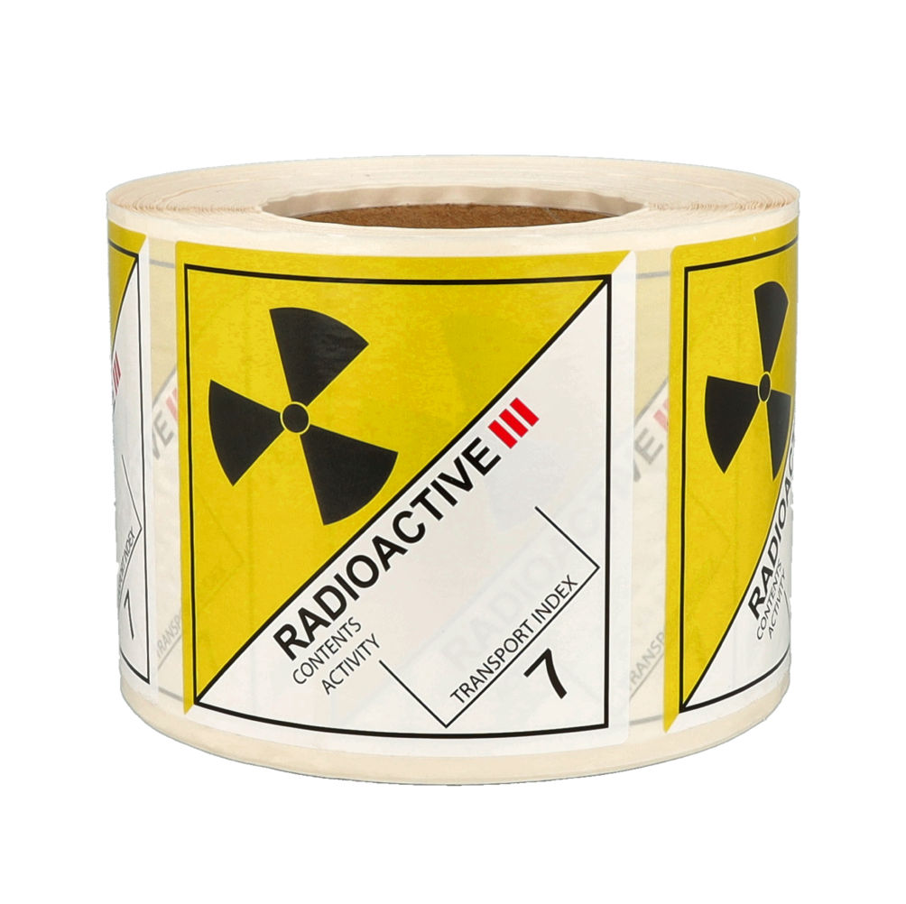 IMO 7.3 Radioactive III label, 100mm x 100mm, 1.000 etiketten, core 76mm