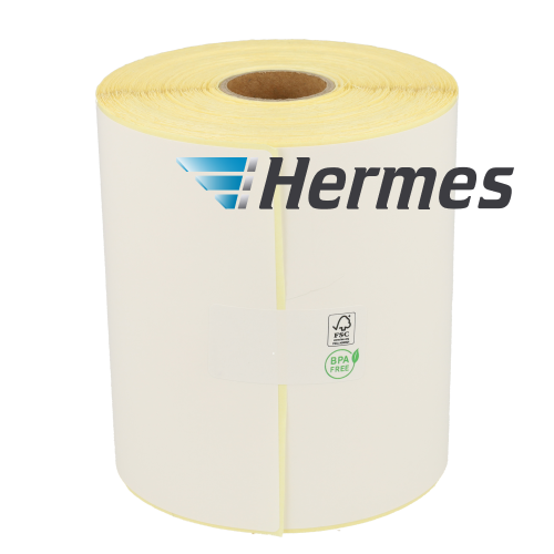 Hermes Label on A4 Sheet Labels, 98.5mm x 210mm (4'x 8'), 3 Per Sheet,  White, Permanent